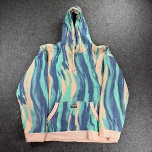 Adidas Brushstroke Hoodie Sweatshirt Multicolor Pullover Trefoil Logo Small